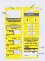 Courtyard Press 2 sided waterproof re-torque record tag with hole, string and lift off labels